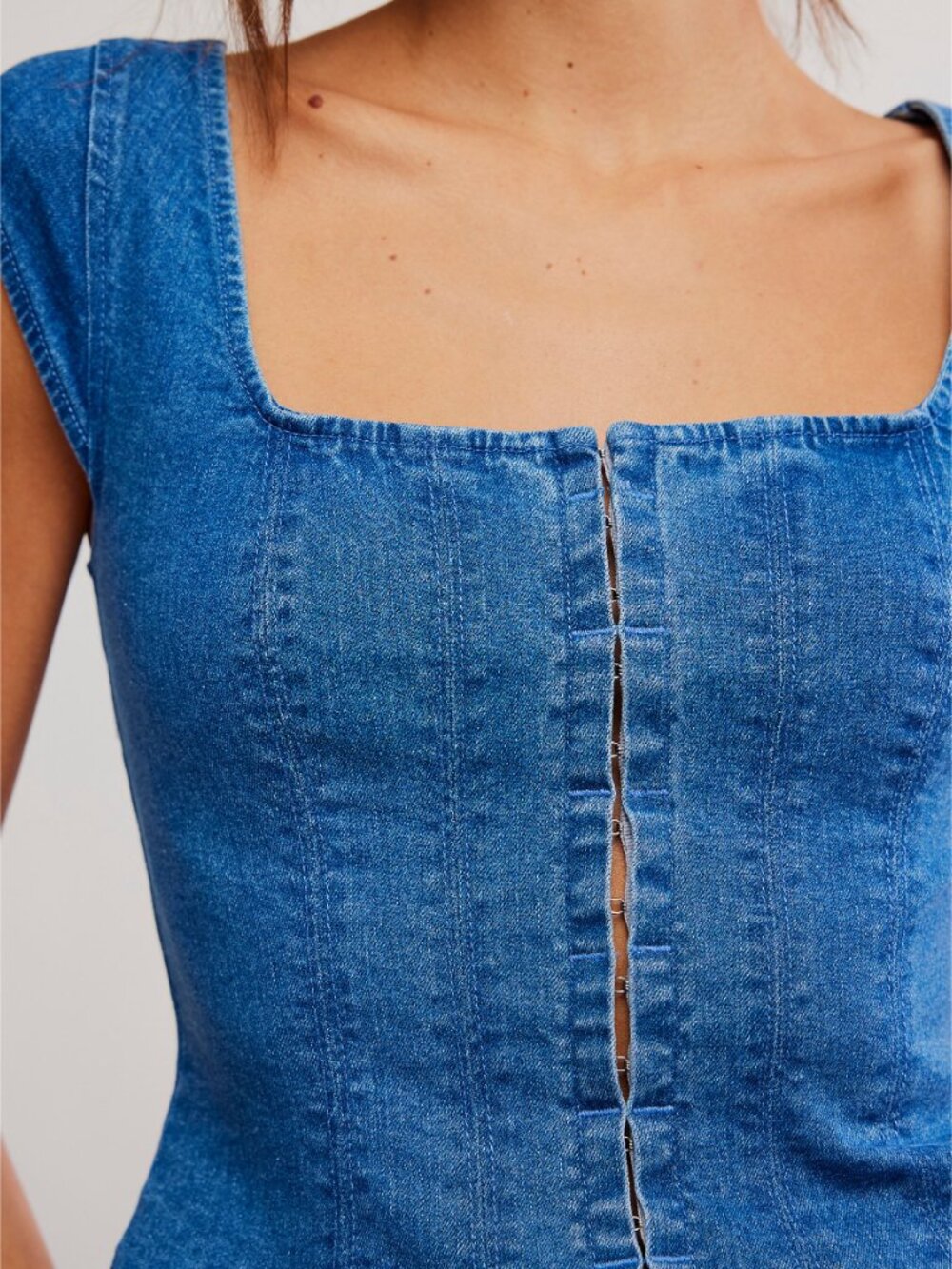 FREE PEOPLE Marilyn Denim Corset / Skylight - Picture 2 of 6